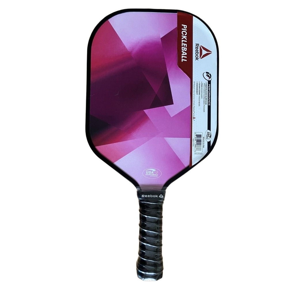 Reebok Performance Pickleball Paddle, Fiberglass Surface, Pink Geometric - New